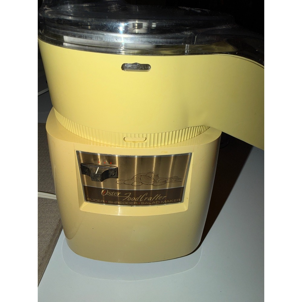 Vintage Oster FoodCrafter Slicer Shredder Salad Maker Yellow Harvest Gold 1970s